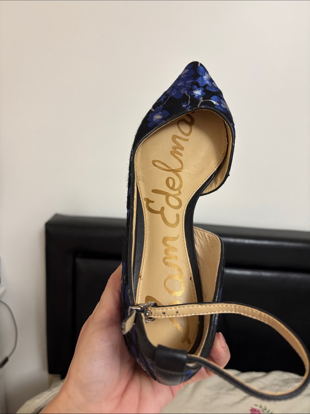 Sam Edelman Navy Blue Floral Pointed D'Orsay Flats - Picture 11 of 11